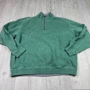 TOMMY BAHAMA Green or Gray Reversible 1/4 Zip Pull Over Sweater